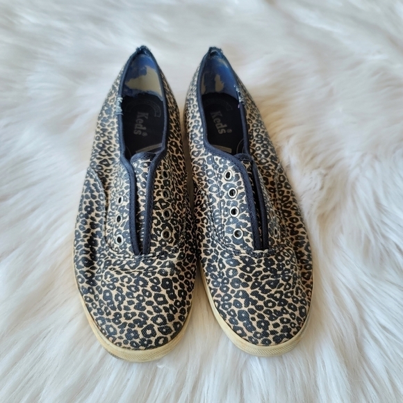Keds Womens Leopard Print Charter Taupe Slip on Flats without Laces Size 7 - Picture 3 of 11